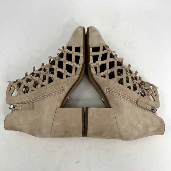 Ceceila New York Nessa Caged Suede Block Heel Booties Nude - Picture 4 of 9